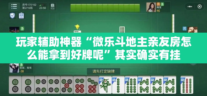 玩家辅助神器“微乐斗地主亲友房怎么能拿到好牌呢”其实确实有挂