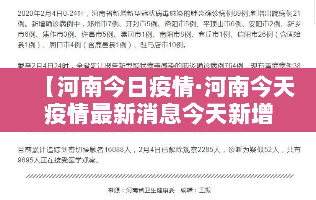 【河南今日疫情·河南今天疫情最新消息今天新增一例】
