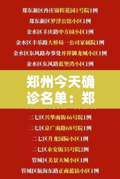 郑州今天确诊名单：郑州今日确诊