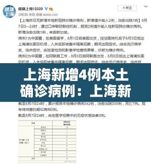 上海新增4例本土确诊病例：上海新增4例本地确诊