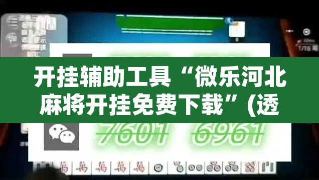 开挂辅助工具“微乐河北麻将开挂免费下载”(透视)其实确实有挂