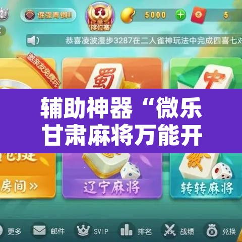 辅助神器“微乐甘肃麻将万能开挂器”开挂辅助脚本+详细开挂安装教程