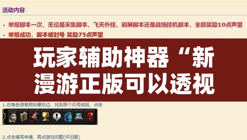 玩家辅助神器“新漫游正版可以透视吗”开挂辅助脚本+详细开挂安装教程
