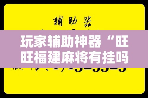 玩家辅助神器“旺旺福建麻将有挂吗”开挂辅助脚本+详细开挂安装教程