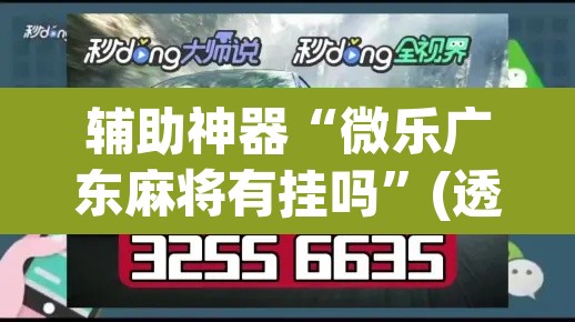 辅助神器“微乐广东麻将有挂吗”(透视挂)辅助透视教程
