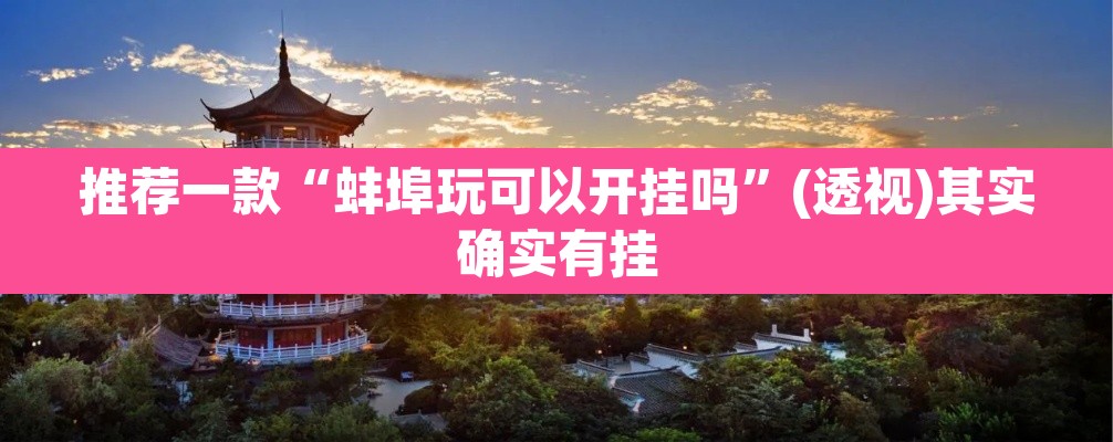 推荐一款“蚌埠玩可以开挂吗”(透视)其实确实有挂