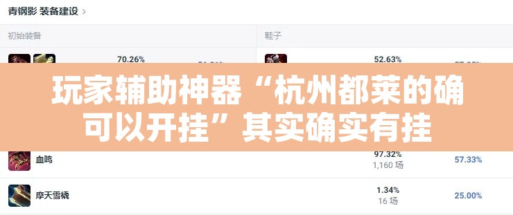 玩家辅助神器“杭州都莱的确可以开挂”其实确实有挂
