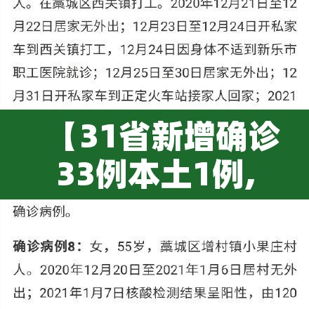 【31省新增确诊33例本土1例,31省新增确诊33例本土1 例】 【31省新增确诊33例本土1例,31省新增确诊33例本土1 例】