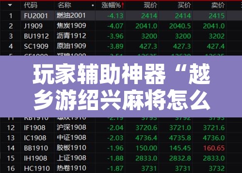 玩家辅助神器“越乡游绍兴麻将怎么开挂”开挂辅助脚本+详细开挂安装教程