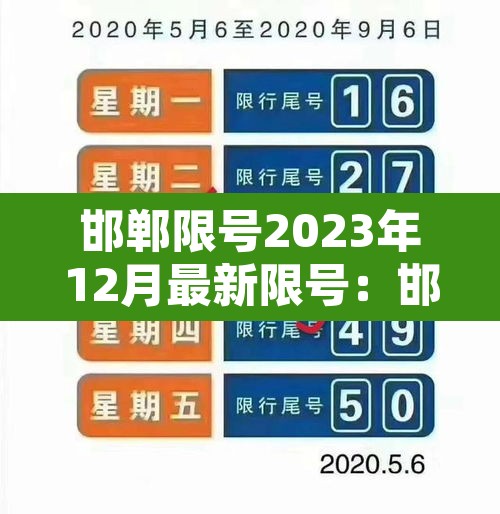 邯郸限号2023年12月最新限号：邯郸市限号2021年1月