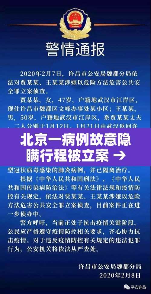 北京一病例故意隐瞒行程被立案 → 北京患者隐瞒病情 北京一病例故意隐瞒行程被立案 → 北京患者隐瞒病情