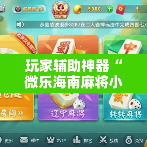 玩家辅助神器“微乐海南麻将小程序必赢神器”附辅助神器开挂脚本详细步骤