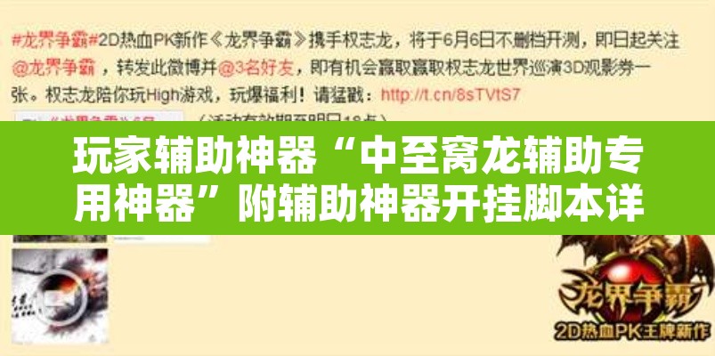 玩家辅助神器“中至窝龙辅助专用神器”附辅助神器开挂脚本详细步骤