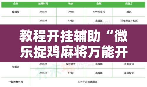 教程开挂辅助“微乐捉鸡麻将万能开挂器”开挂辅助脚本+详细开挂安装教程