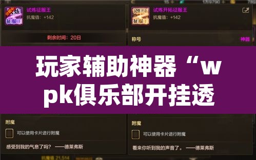 玩家辅助神器“wpk俱乐部开挂透视辅助挂	”其实确实有挂