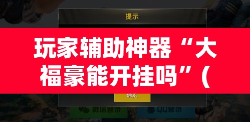 玩家辅助神器“大福豪能开挂吗”(透视)其实确实有挂