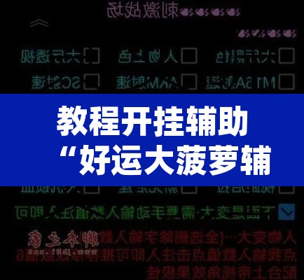 教程开挂辅助“好运大菠萝辅助软件	”(透视挂)辅助透视教程