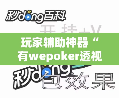 玩家辅助神器“有wepoker透视吗	”其实确实有挂