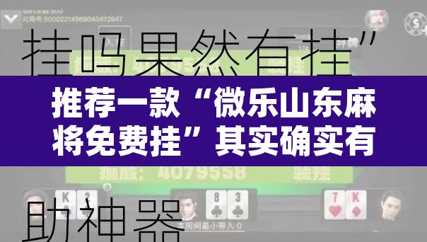 推荐一款“微乐山东麻将免费挂	”其实确实有挂