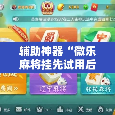 辅助神器“微乐麻将挂先试用后付款	”(透视挂)辅助透视教程