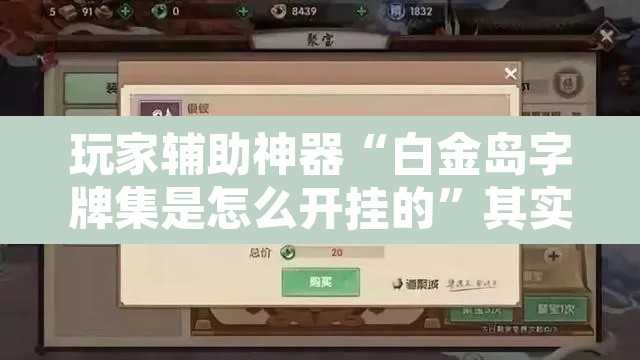 玩家辅助神器“白金岛字牌集是怎么开挂的”其实确实有挂