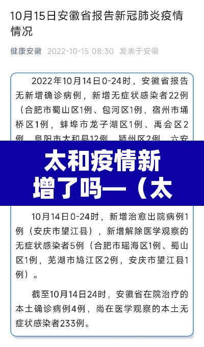 太和疫情新增了吗—（太和县新增病例）