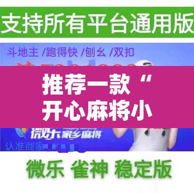 推荐一款“开心麻将小程序开挂神器”开挂辅助脚本+详细开挂安装教程