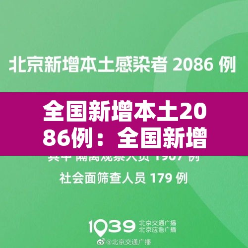 全国新增本土2086例：全国新增本土疫情