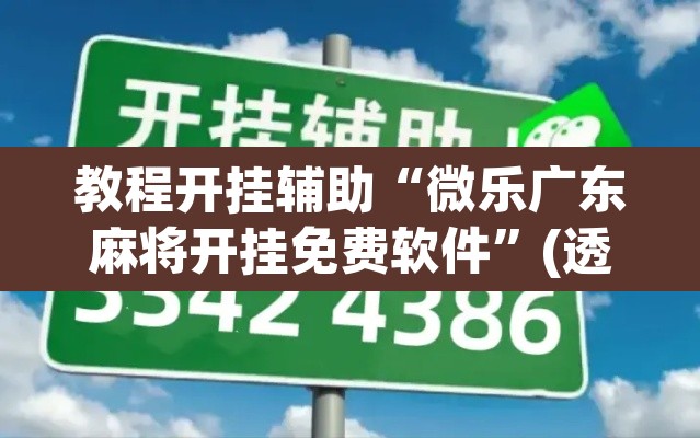 教程开挂辅助“微乐广东麻将开挂免费软件”(透视)其实确实有挂