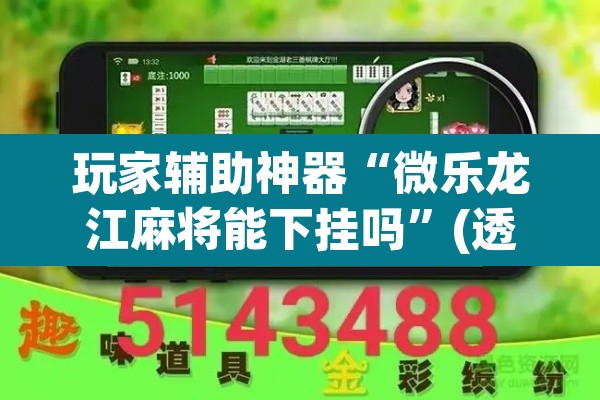 玩家辅助神器“微乐龙江麻将能下挂吗	”(透视)其实确实有挂
