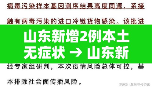 山东新增2例本土无症状 → 山东新增一例无症状