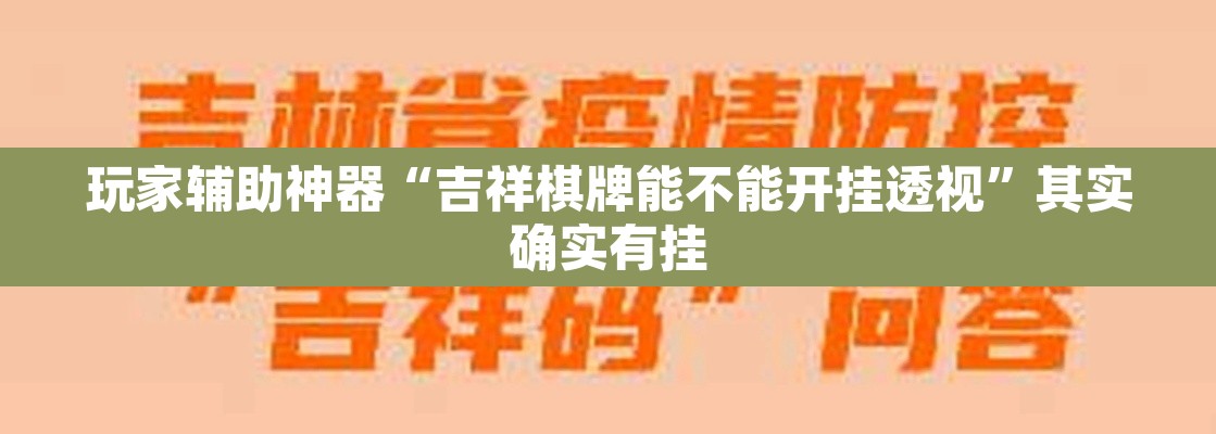 玩家辅助神器“吉祥棋牌能不能开挂透视”其实确实有挂