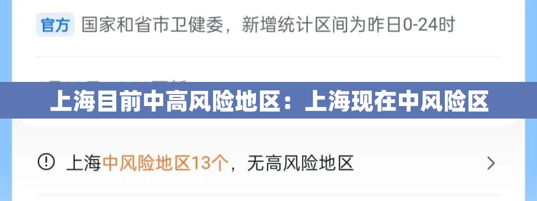 上海目前中高风险地区：上海现在中风险区