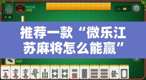 推荐一款“微乐江苏麻将怎么能赢”附辅助神器开挂脚本详细步骤