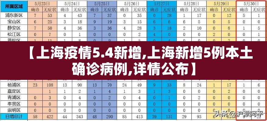 【上海疫情5.4新增,上海新增5例本土确诊病例,详情公布】