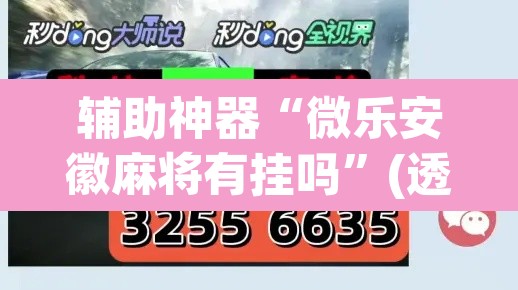 辅助神器“微乐安徽麻将有挂吗	”(透视挂)辅助透视教程