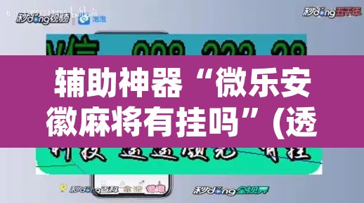 辅助神器“微乐安徽麻将有挂吗”(透视挂)辅助透视教程