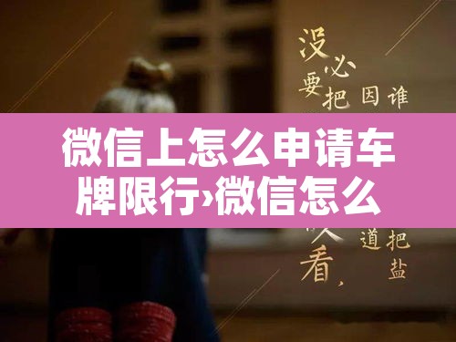 微信上怎么申请车牌限行›微信怎么设置车辆限行提醒