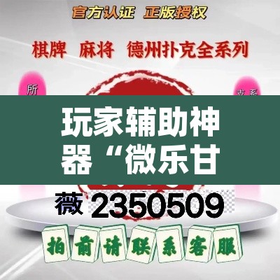 玩家辅助神器“微乐甘肃麻将有挂吗	”其实确实有挂