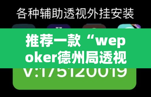 推荐一款“wepoker德州局透视挂软件”其实确实有挂