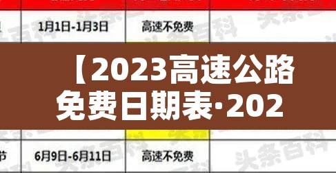【2023高速公路免费日期表·2022年高速免费日期】