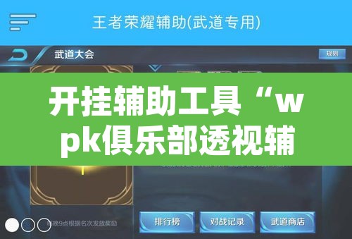 开挂辅助工具“wpk俱乐部透视辅助挂	”其实确实有挂