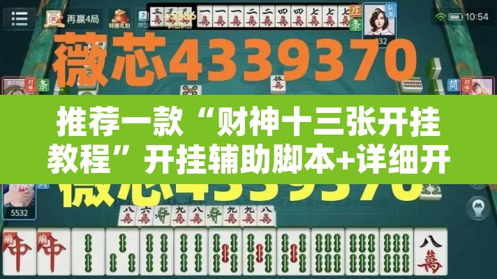 推荐一款“财神十三张开挂教程”开挂辅助脚本+详细开挂安装教程