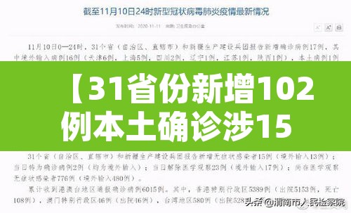 【31省份新增102例本土确诊涉15省·31省份新增确诊21例本土1例】 【31省份新增102例本土确诊涉15省·31省份新增确诊21例本土1例】