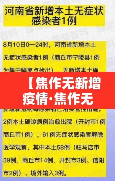 【焦作无新增疫情·焦作无症状感染者最新消息】