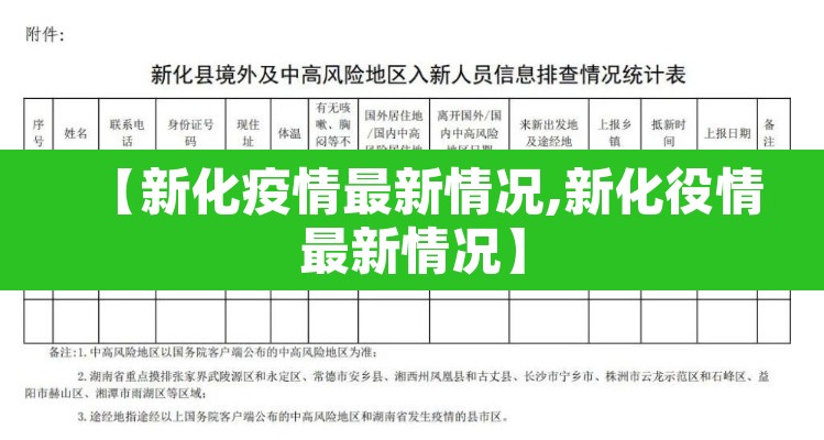 【新化疫情最新情况,新化役情最新情况】