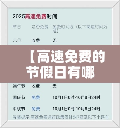【高速免费的节假日有哪些·2026年高速免费日期】