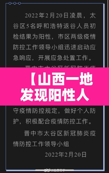 【山西一地发现阳性人员,山西新增核酸检测阳性9人】