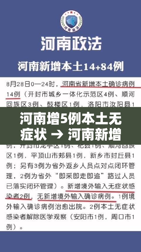 河南增5例本土无症状 → 河南新增12例无症状患者