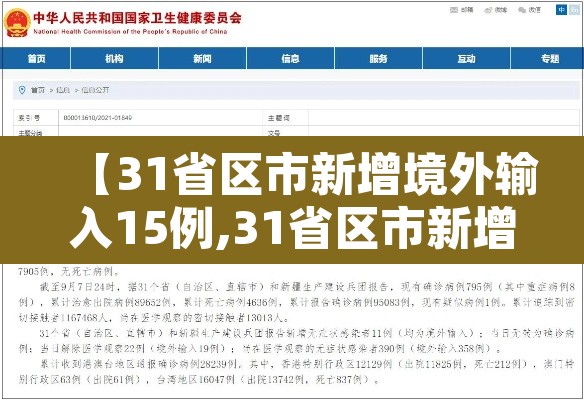 【31省区市新增境外输入15例,31省区市新增境外输入确诊16例】